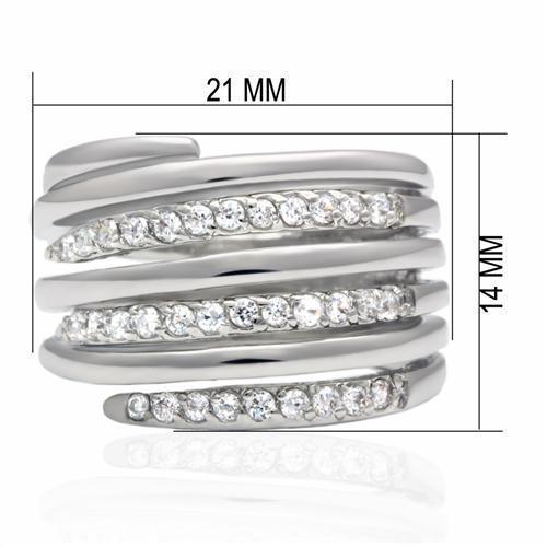 LO2075 - Rhodium Brass Ring with AAA Grade CZ in Clear - Lacatang Market