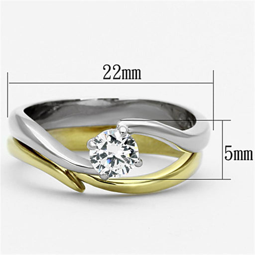 TK1092 - Two-Tone IP Gold (Ion Plating) Stainless Steel Ring with AAA - Lacatang Market